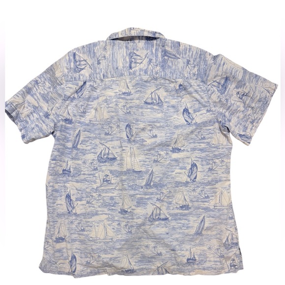 Saddlebred size XL short sleeve button down 100% cotton blue and white - Picture 2 of 3